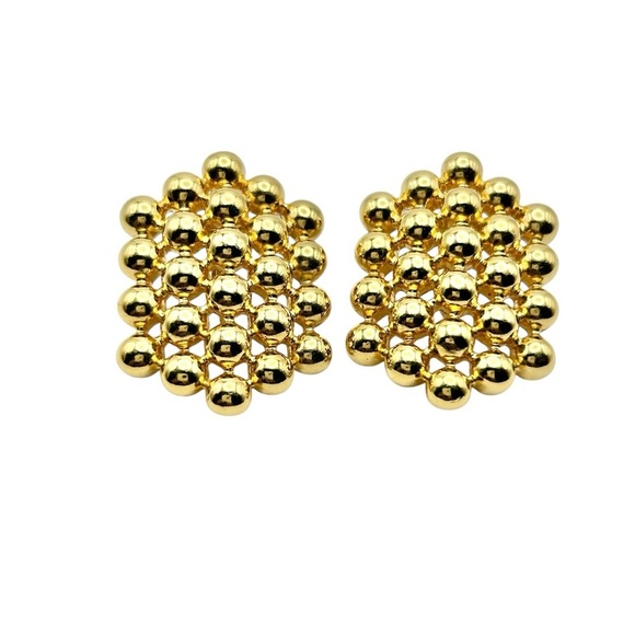Vintage Gold Tone Cluster Ball Stud Earrings - Picture 1 of 4